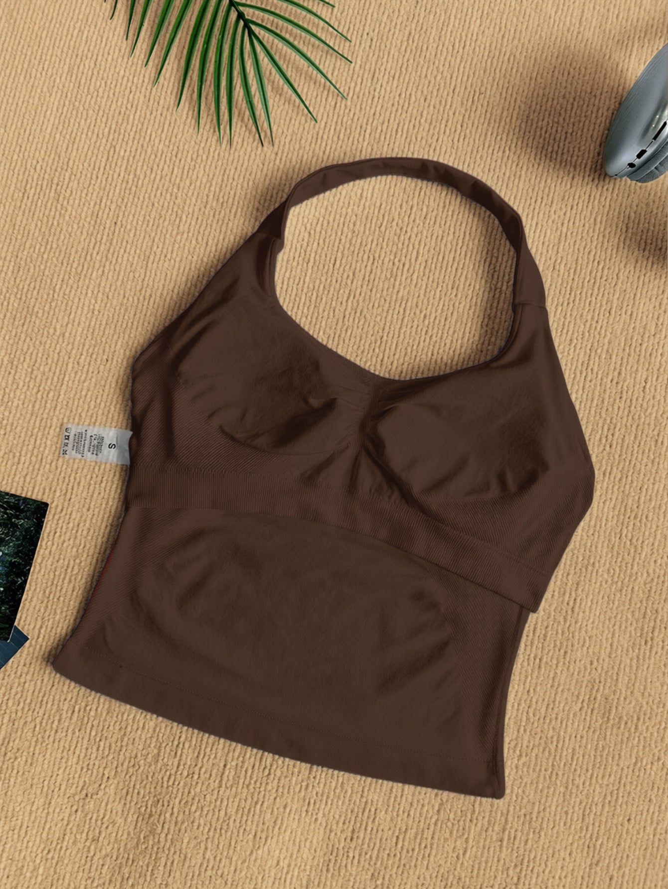 Women Square Neck Halter Neck Seamless Yoga Fitness Tank Top with Bra Pads