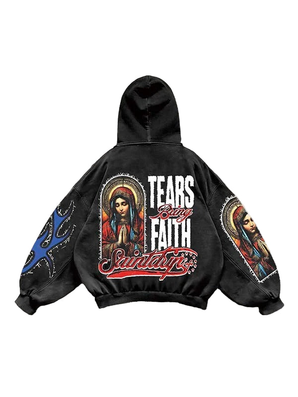 Men's Pullover Hooded Printed Sweater